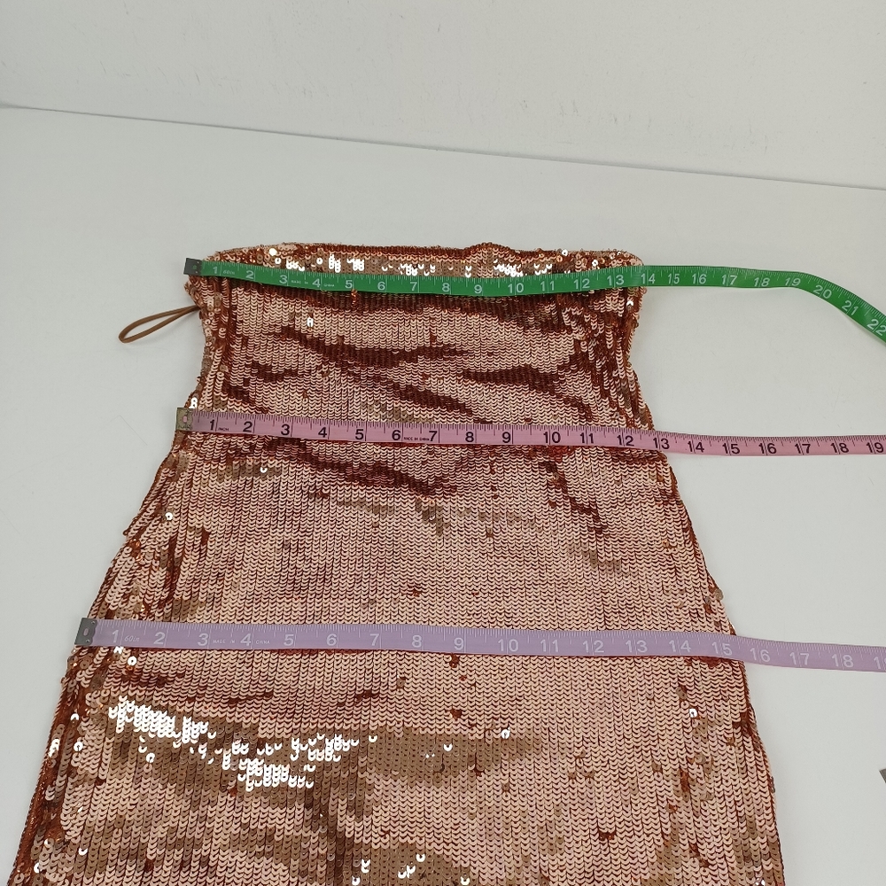 Alice And Olivia Fifi Sequin Strapless Maxi Dress Size 2 Lace Up Back Tan Bronze - Picture 11 of 15